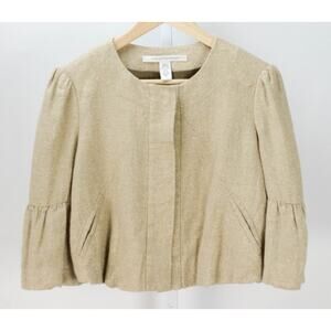 DVF Diane Von Furstenberg Cute Cropped Tan Gold Jacket sz 10
